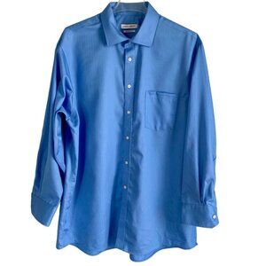 Joseph Abboud Blue Cotton No Iron Long Sleeve Button Down Shirt Men's 17